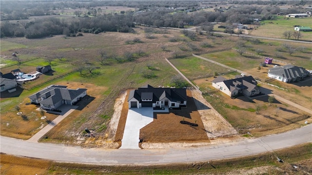 drone / aerial view with a rural view