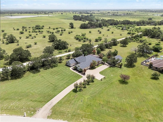 birds eye view of property with a rural view