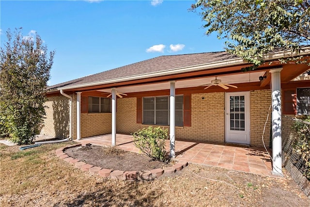 back of house featuring ceiling fan and a patio