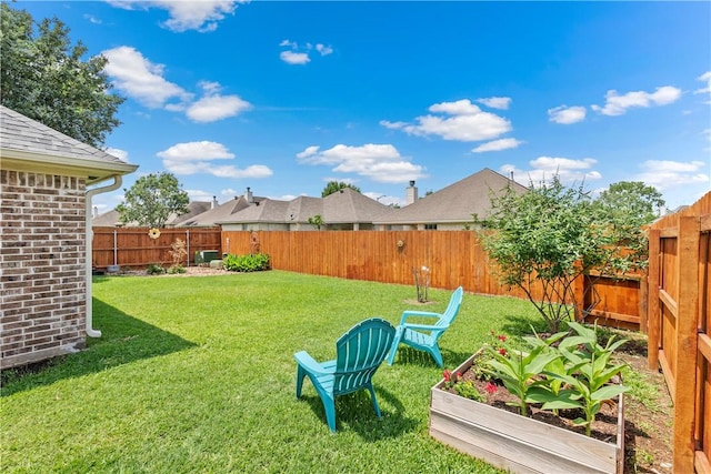 view of yard with a fenced backyard