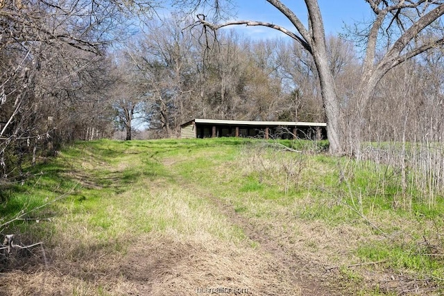 view of yard with an outdoor structure