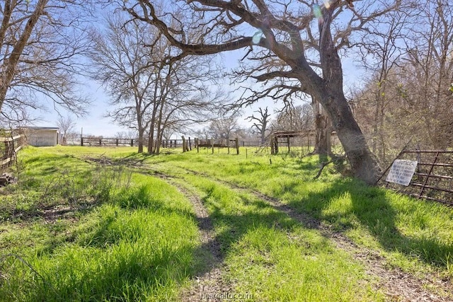 view of yard with a rural view