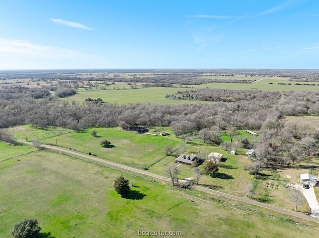 aerial view featuring a rural view