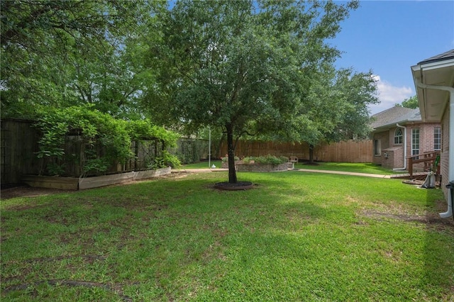 view of yard with a fenced backyard