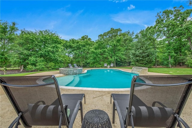 3281 Toltec Trl, College Station, TX 77845 - view of pool with a pool with connected hot tub and a patio area