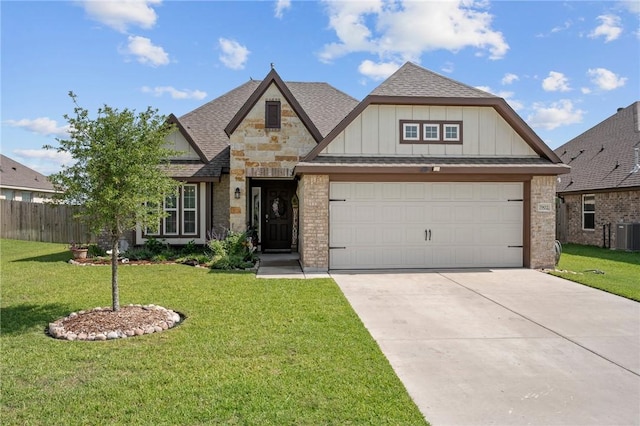 7902 Putter Place Ct, Navasota, TX 77868 - view of front of property with board and batten siding, roof with shingles, driveway, and stone siding