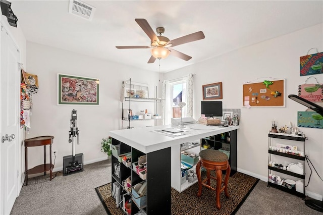 7902 Putter Place Ct, Navasota, TX 77868 - office area with carpet and a ceiling fan