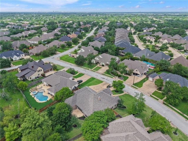 aerial view with a residential view