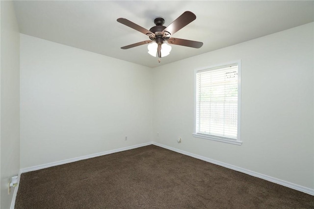 3000 Stevens Dr, Bryan, TX 77803 - spare room with dark carpet, baseboards, and a ceiling fan