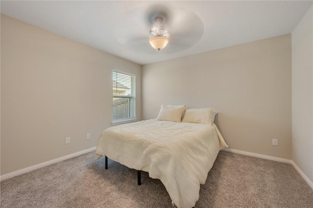 bedroom featuring carpet floors and ceiling fan