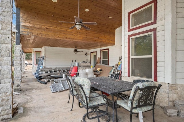 view of patio with ceiling fan