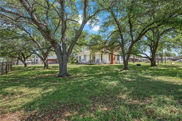 view of yard featuring fence