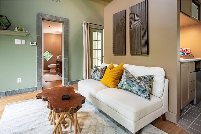 living area featuring light hardwood / wood-style flooring