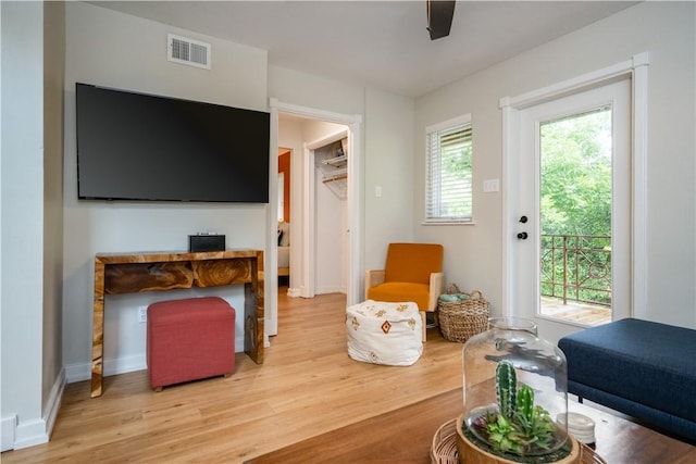 living room with hardwood / wood-style floors