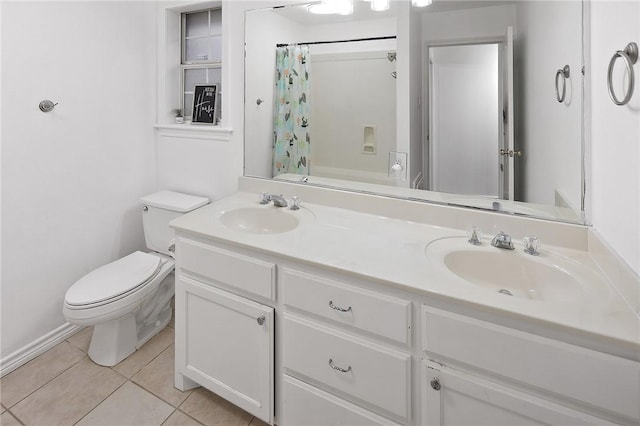 bathroom with tile patterned floors, toilet, and vanity