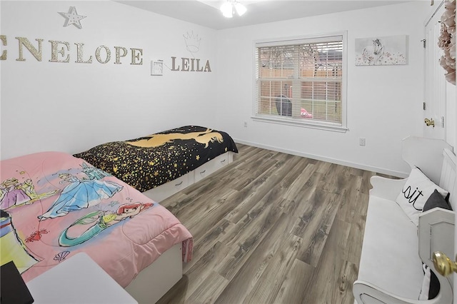 bedroom featuring wood-type flooring