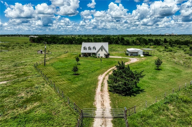 aerial view with a rural view