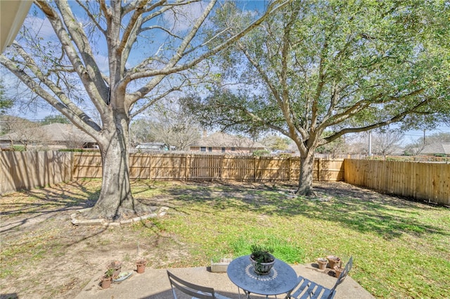 view of yard with a fenced backyard