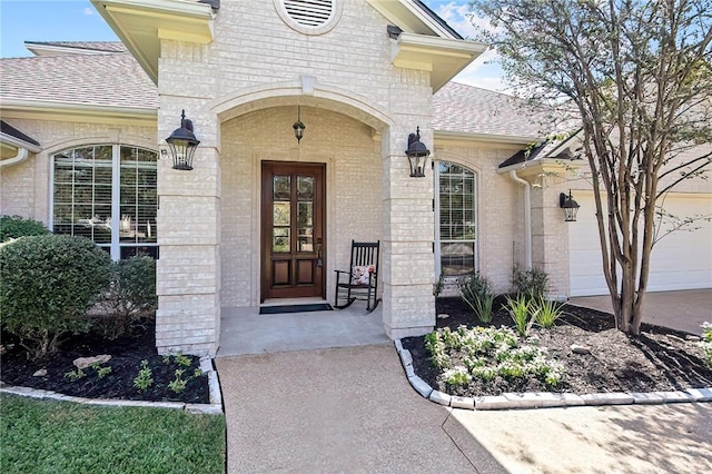 entrance to property featuring a garage