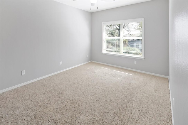 spare room with ceiling fan and carpet floors