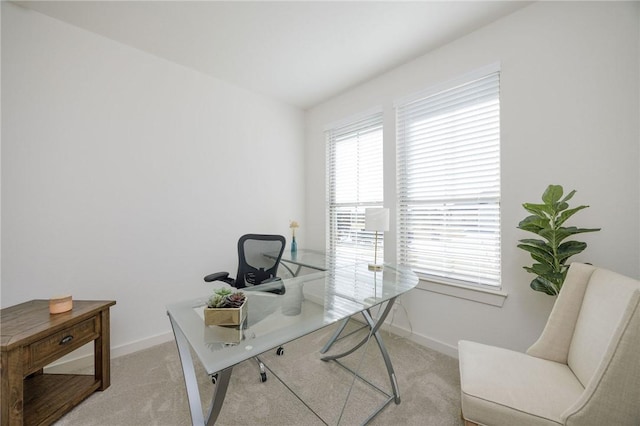 view of carpeted office space