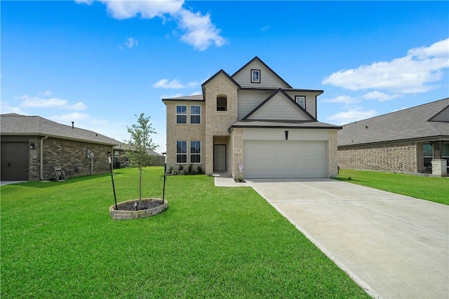 front of property featuring a garage and a front lawn