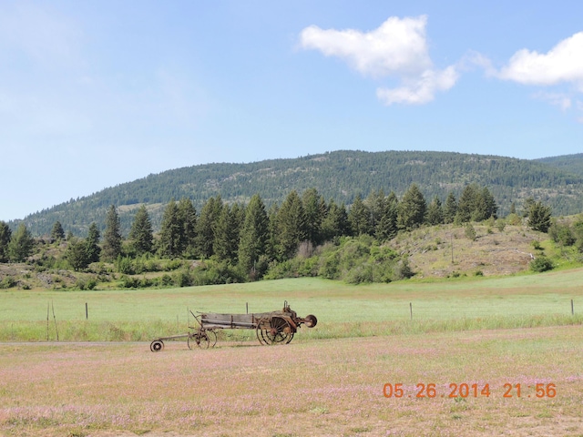 property view of mountains featuring a wooded view and a rural view