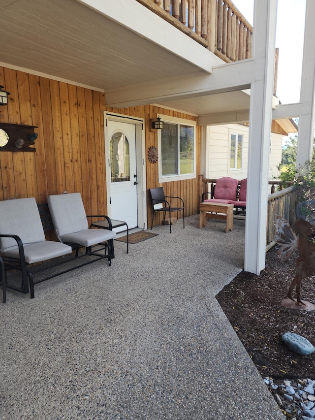 view of patio / terrace with a balcony