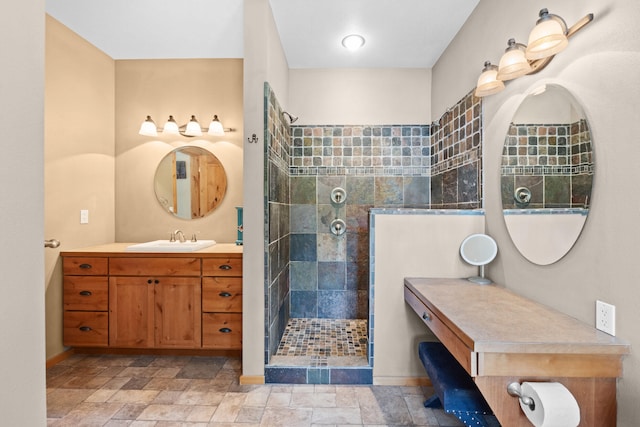 1157 Orin-Rice Rd, Colville, WA 99114 - full bathroom featuring walk in shower, vanity, and stone tile floors