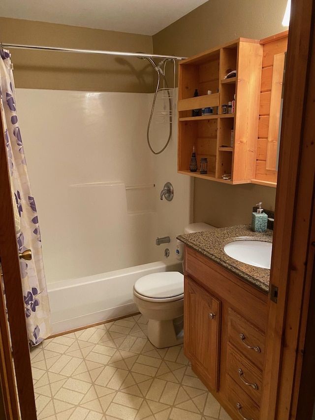 3164 Denney Ranch Way, Kettle Falls, WA 99141 - full bathroom featuring toilet, shower / bath combo, vanity, and tile patterned floors