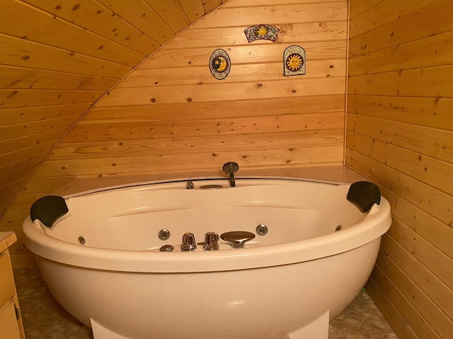 3164 Denney Ranch Way, Kettle Falls, WA 99141 - full bathroom featuring wooden walls and a whirlpool tub