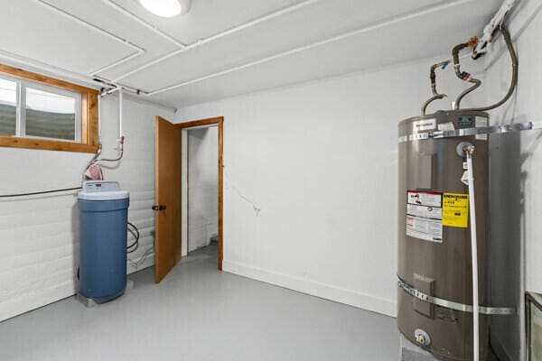 basement with water heater