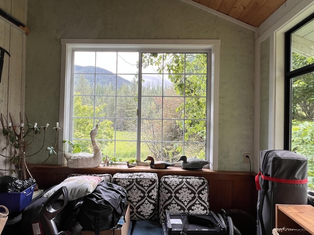 3901 Cedar Creek Rd, Colville, WA 99114 - sunroom with vaulted ceiling, plenty of natural light, and a mountain view
