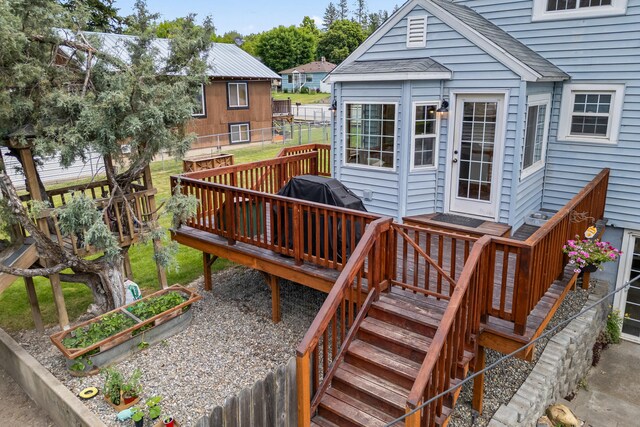 680 S Cedar St, Colville, WA 99114 - deck featuring a vegetable garden and a grill