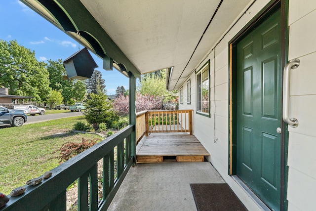 balcony featuring a porch