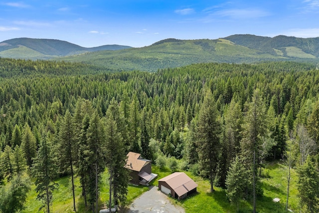 birds eye view of property featuring a mountain view