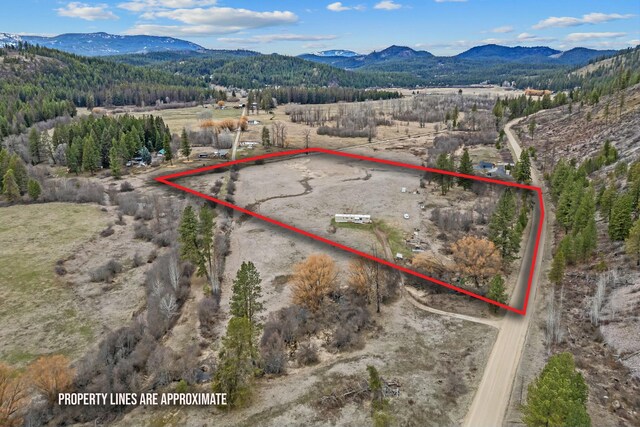 3032 Wrights Valley Rd, Chewelah, WA 99109 - bird's eye view with a wooded view and a mountain view