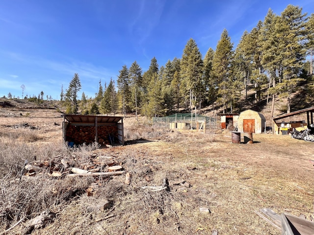 view of yard with an outbuilding