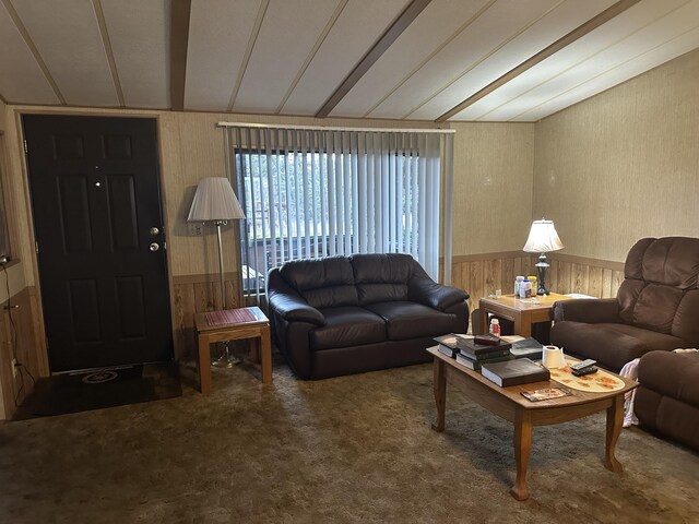 1208 Overlook Blvd, Marcus, WA 99151 - living room featuring wooden walls, a wainscoted wall, and carpet