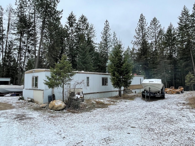 view of snow covered exterior