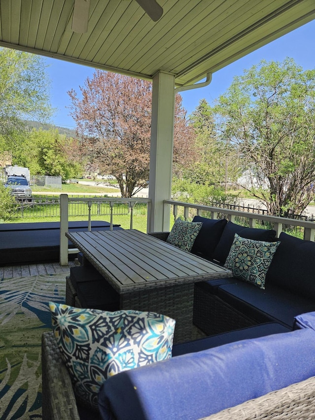 453 E Astor Ave, Colville, WA 99114 - view of patio / terrace with a ceiling fan and outdoor lounge area