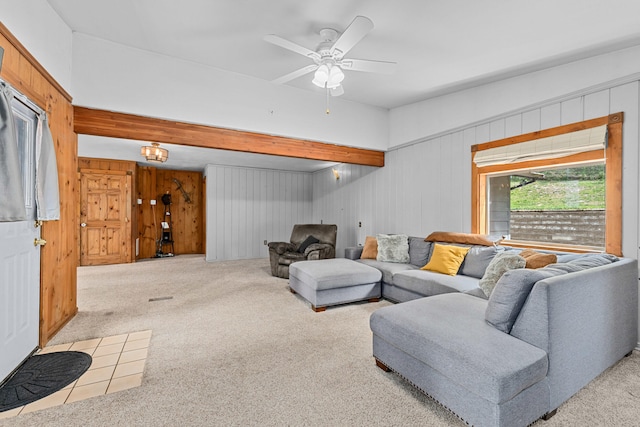 2184 Clugston Onion Creek Rd, Colville, WA 99114 - living room featuring carpet floors and wood walls