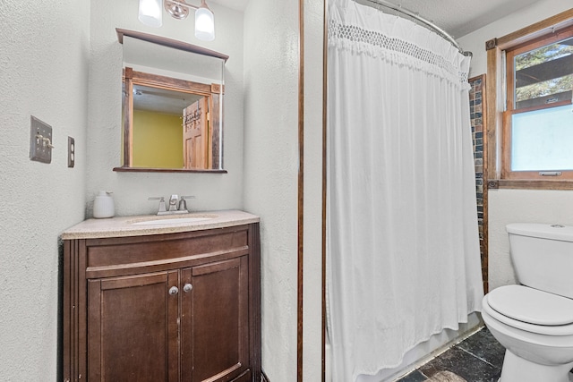 2184 Clugston Onion Creek Rd, Colville, WA 99114 - full bath featuring vanity, curtained shower, and a textured wall