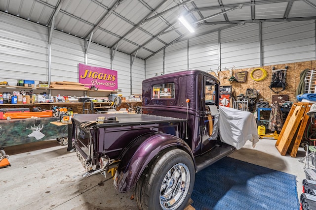 garage featuring metal wall