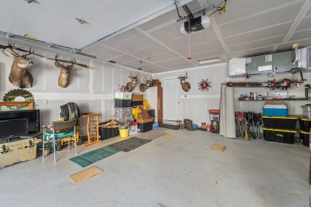 garage with a garage door opener