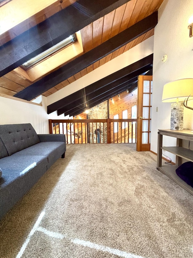 1425 Chapin Rd N, Evans, WA 99126 - carpeted living room with wooden ceiling
