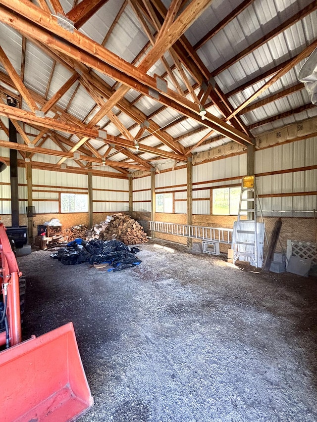 1425 Chapin Rd N, Evans, WA 99126 - garage featuring metal wall and a wood stove
