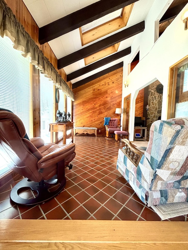 1425 Chapin Rd N, Evans, WA 99126 - living area featuring wooden walls and tile patterned flooring