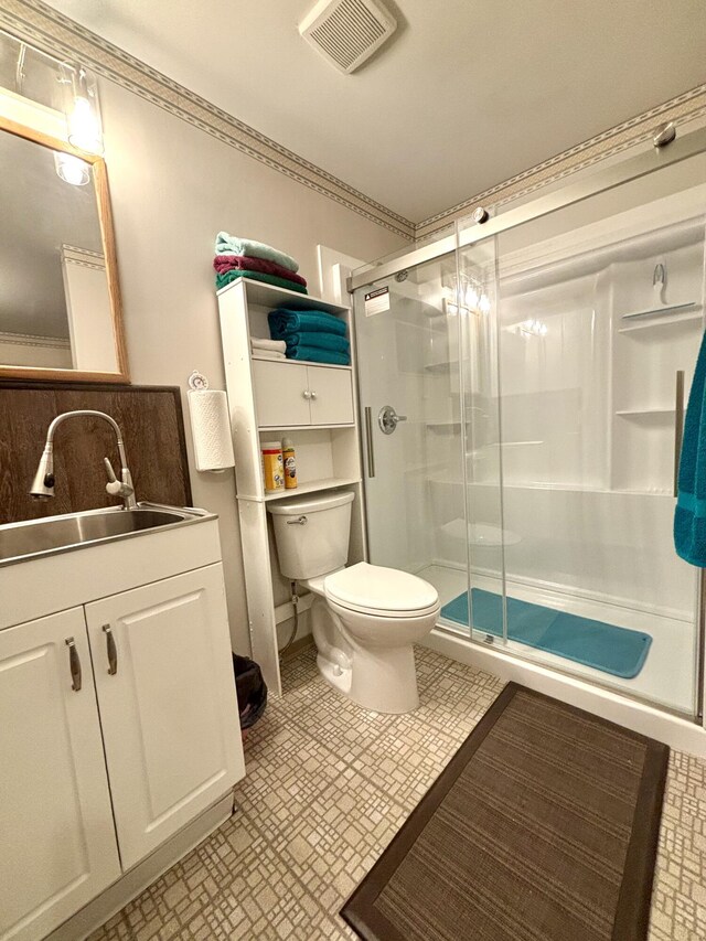 1425 Chapin Rd N, Evans, WA 99126 - bathroom featuring a stall shower, vanity, and crown molding