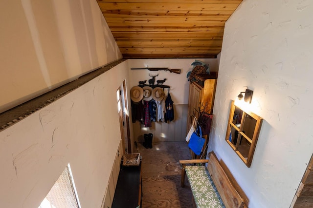 4004 N P Northport Flat Creek Rd, Northport, WA 99157 - corridor featuring wooden ceiling and vaulted ceiling